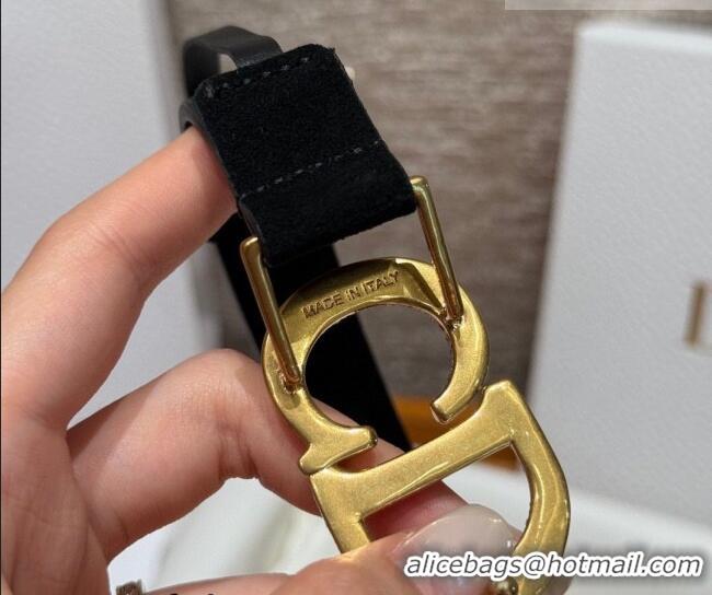 Top Design Dior Suede Belt 2cm with Strass CD DR031701 Black 2026