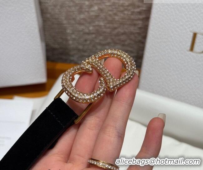 Top Design Dior Suede Belt 2cm with Strass CD DR031701 Black 2026
