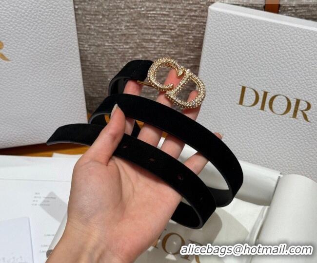 Top Design Dior Suede Belt 2cm with Strass CD DR031701 Black 2026