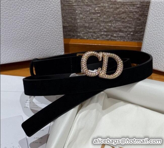 Top Design Dior Suede Belt 2cm with Strass CD DR031701 Black 2026