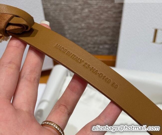 Hot Style Dior Suede Belt 2cm with Pearls CD DR031702 Camel Brown 2026