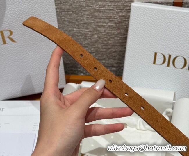 Hot Style Dior Suede Belt 2cm with Pearls CD DR031702 Camel Brown 2026