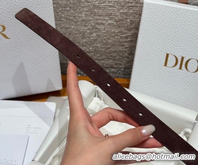 Top Grade Dior Suede Belt 2cm with Pearls CD DR031702 Dark Brown 2026