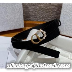 Best Price Dior Suede Belt 2cm with Pearls CD DR031702 Black 2026