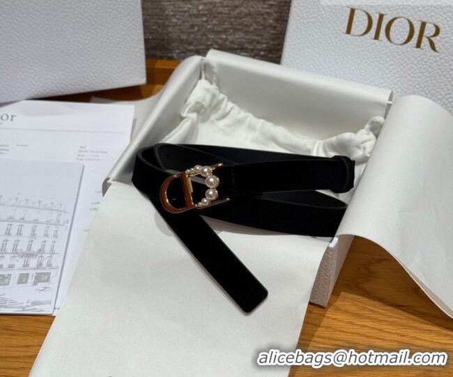 Best Price Dior Suede Belt 2cm with Pearls CD DR031702 Black 2026