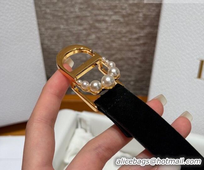 Best Price Dior Suede Belt 2cm with Pearls CD DR031702 Black 2026