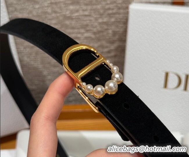 Best Price Dior Suede Belt 2cm with Pearls CD DR031702 Black 2026