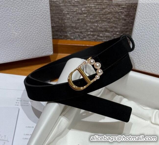 Best Price Dior Suede Belt 2cm with Pearls CD DR031702 Black 2026