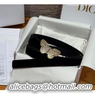 Luxury Cheap Dior Suede Belt 2cm with Butterfly Buckle DR031703 Black 2026