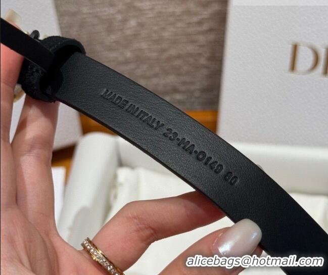 Luxury Cheap Dior Suede Belt 2cm with Butterfly Buckle DR031703 Black 2026