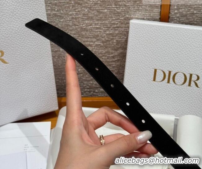 Luxury Cheap Dior Suede Belt 2cm with Butterfly Buckle DR031703 Black 2026