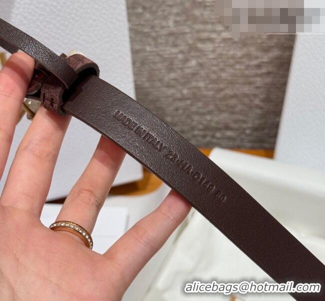 Top Quality Dior Suede Belt 2cm with Butterfly Buckle DR031703 Dark Brown 2026