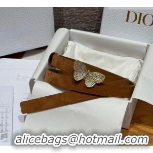 Low Cost Dior Suede Belt 2cm with Butterfly Buckle DR031703 Camel Brown 2026