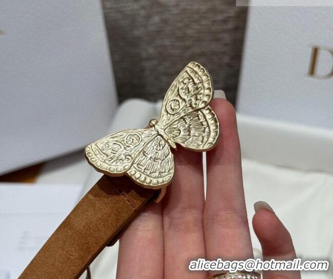 Low Cost Dior Suede Belt 2cm with Butterfly Buckle DR031703 Camel Brown 2026