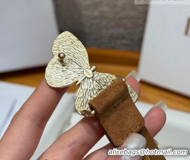 Low Cost Dior Suede Belt 2cm with Butterfly Buckle DR031703 Camel Brown 2026
