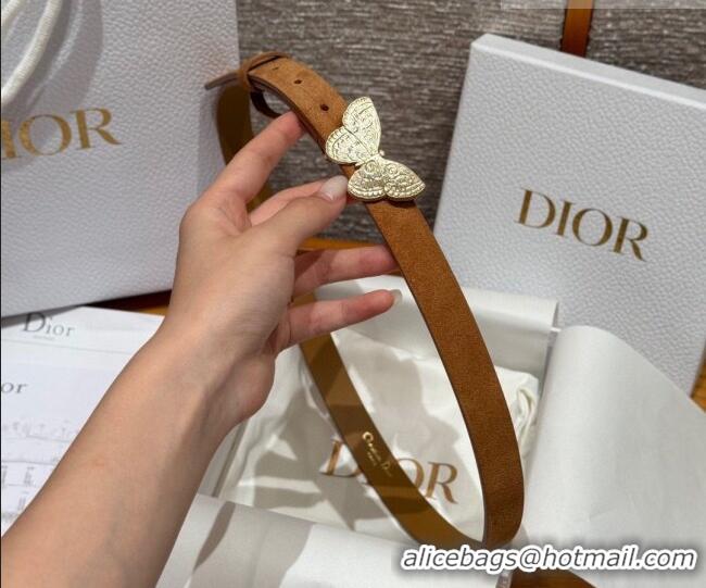 Low Cost Dior Suede Belt 2cm with Butterfly Buckle DR031703 Camel Brown 2026