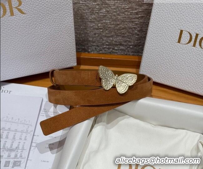 Low Cost Dior Suede Belt 2cm with Butterfly Buckle DR031703 Camel Brown 2026