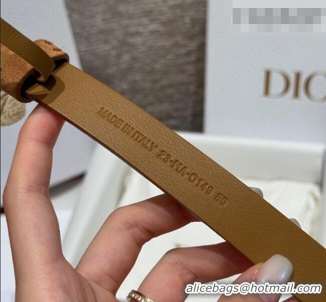Low Cost Dior Suede Belt 2cm with Butterfly Buckle DR031703 Camel Brown 2026