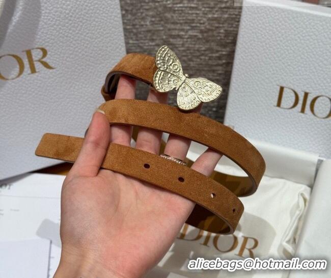 Low Cost Dior Suede Belt 2cm with Butterfly Buckle DR031703 Camel Brown 2026