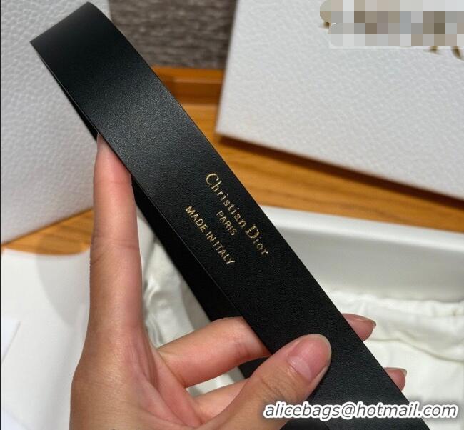 Best Price Dior Smooth Leather Belt 2.5cm with Circle CD Buckle DR031704 Black/Silver 2026