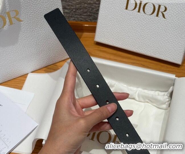 Best Price Dior Smooth Leather Belt 2.5cm with Circle CD Buckle DR031704 Black/Silver 2026
