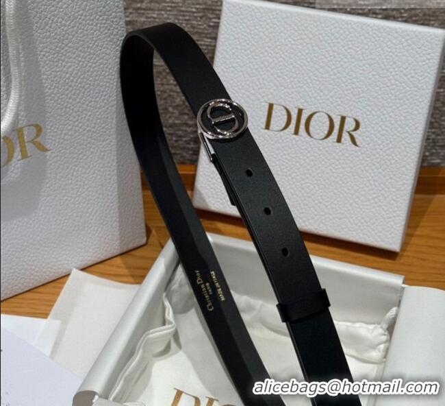 Best Price Dior Smooth Leather Belt 2.5cm with Circle CD Buckle DR031704 Black/Silver 2026