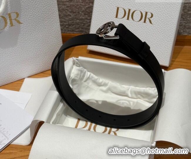 Best Price Dior Smooth Leather Belt 2.5cm with Circle CD Buckle DR031704 Black/Silver 2026