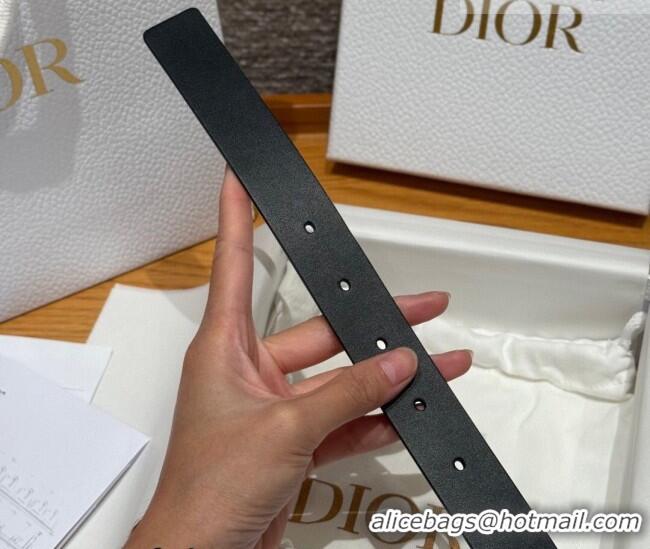 New Design Dior Smooth Leather Belt 2.5cm with Circle CD Buckle DR031704 Black/Gold 2026