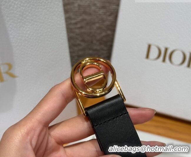 New Design Dior Smooth Leather Belt 2.5cm with Circle CD Buckle DR031704 Black/Gold 2026