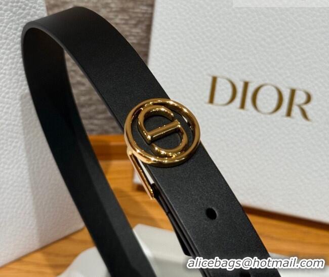 New Design Dior Smooth Leather Belt 2.5cm with Circle CD Buckle DR031704 Black/Gold 2026