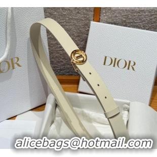 Classic Specials Dior Smooth Leather Belt 2.5cm with Circle CD Buckle DR031704 White/Gold 2026