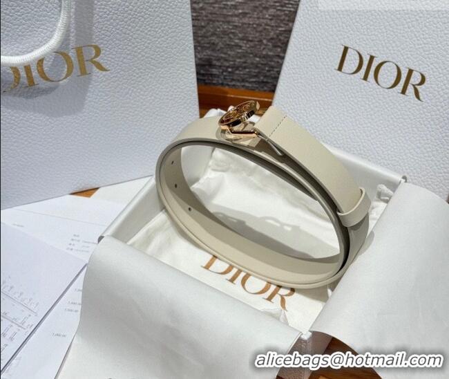 Classic Specials Dior Smooth Leather Belt 2.5cm with Circle CD Buckle DR031704 White/Gold 2026