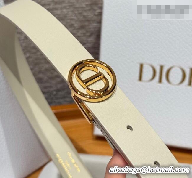 Classic Specials Dior Smooth Leather Belt 2.5cm with Circle CD Buckle DR031704 White/Gold 2026