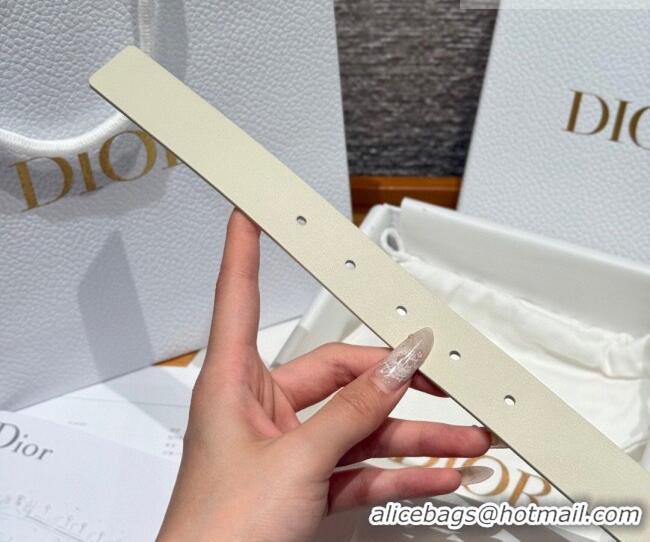 Classic Specials Dior Smooth Leather Belt 2.5cm with Circle CD Buckle DR031704 White/Gold 2026