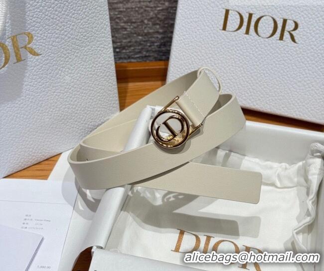 Classic Specials Dior Smooth Leather Belt 2.5cm with Circle CD Buckle DR031704 White/Gold 2026