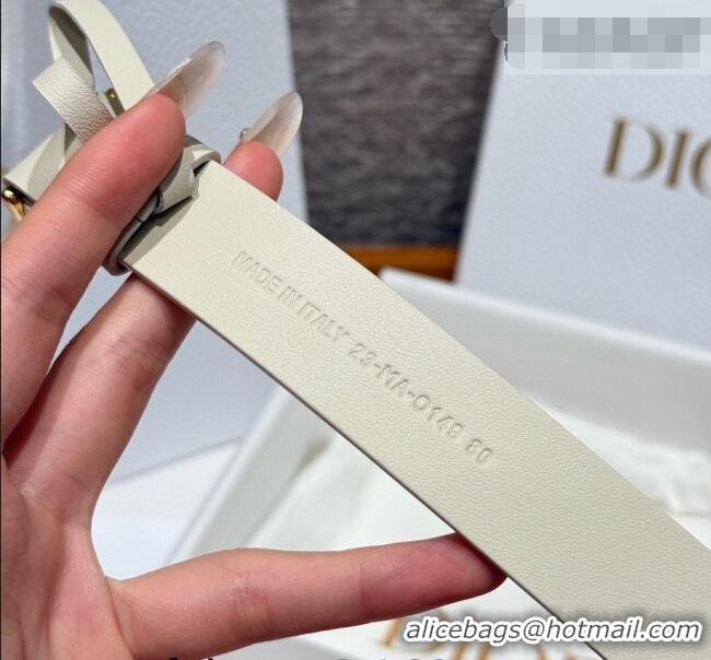 Classic Specials Dior Smooth Leather Belt 2.5cm with Circle CD Buckle DR031704 White/Gold 2026