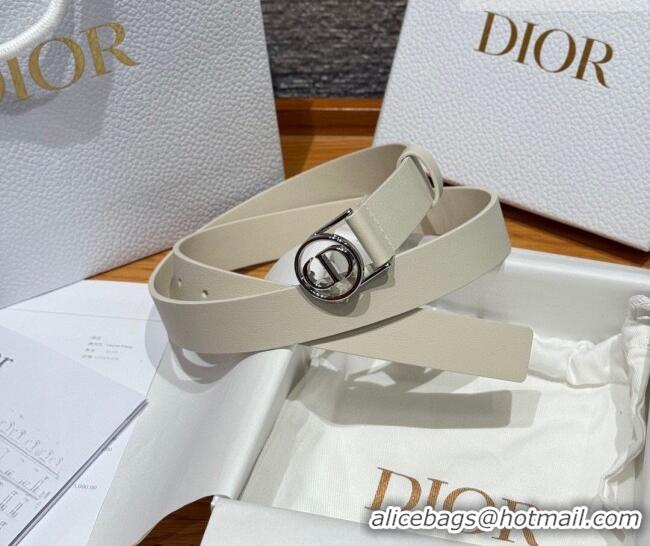 Well Crafted Dior Smooth Leather Belt 2.5cm with Circle CD Buckle DR031704 White/Silver 2026