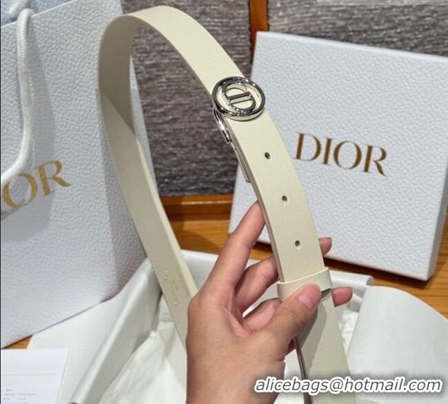 Well Crafted Dior Smooth Leather Belt 2.5cm with Circle CD Buckle DR031704 White/Silver 2026