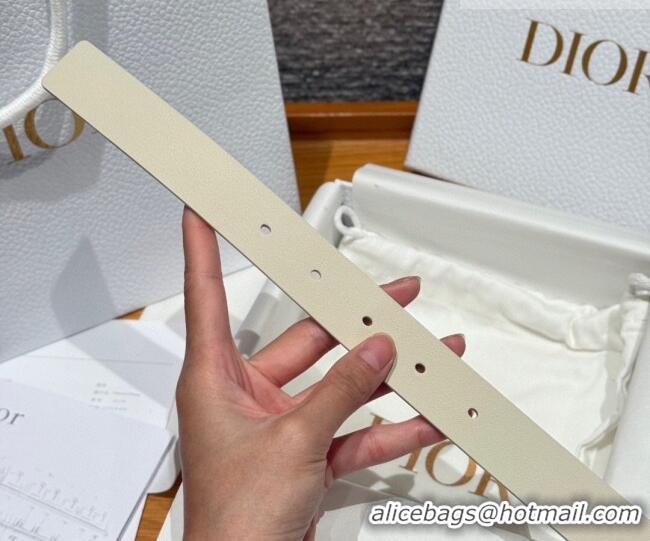 Well Crafted Dior Smooth Leather Belt 2.5cm with Circle CD Buckle DR031704 White/Silver 2026