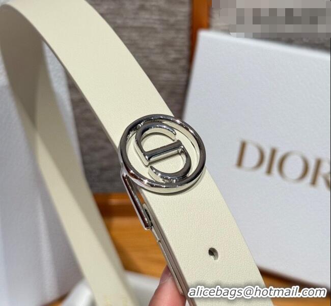 Well Crafted Dior Smooth Leather Belt 2.5cm with Circle CD Buckle DR031704 White/Silver 2026