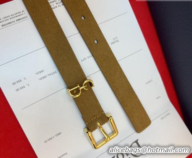 Best Quality Dior Saddle Loop Belt 2cm in Suede with CD Pin Buckle DR031705 Biscuits Beige/Gold 2026