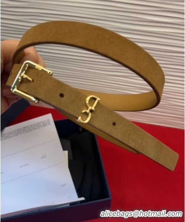 Best Quality Dior Saddle Loop Belt 2cm in Suede with CD Pin Buckle DR031705 Biscuits Beige/Gold 2026