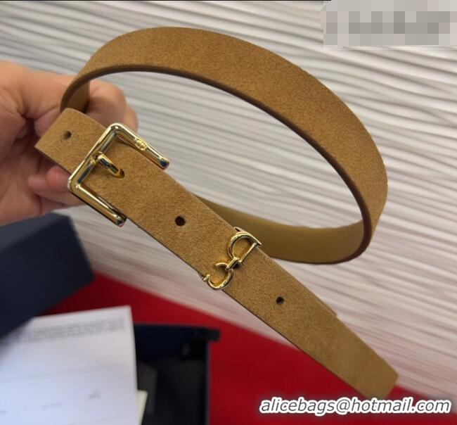 Best Quality Dior Saddle Loop Belt 2cm in Suede with CD Pin Buckle DR031705 Biscuits Beige/Gold 2026