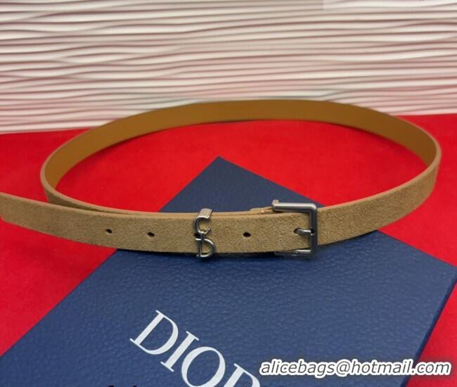 Super Quality Dior Saddle Loop Belt 2cm in Suede with CD Pin Buckle DR031705 Biscuits Beige/Silver 2026