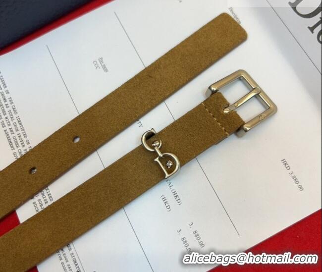 Super Quality Dior Saddle Loop Belt 2cm in Suede with CD Pin Buckle DR031705 Biscuits Beige/Silver 2026