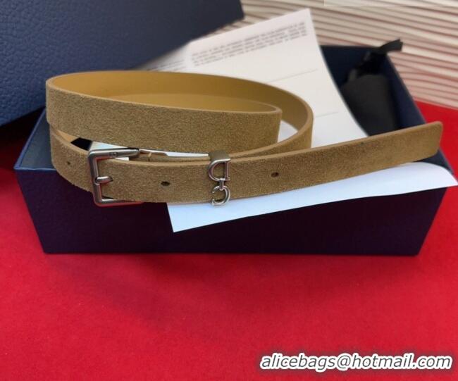Super Quality Dior Saddle Loop Belt 2cm in Suede with CD Pin Buckle DR031705 Biscuits Beige/Silver 2026