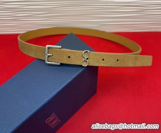 Super Quality Dior Saddle Loop Belt 2cm in Suede with CD Pin Buckle DR031705 Biscuits Beige/Silver 2026