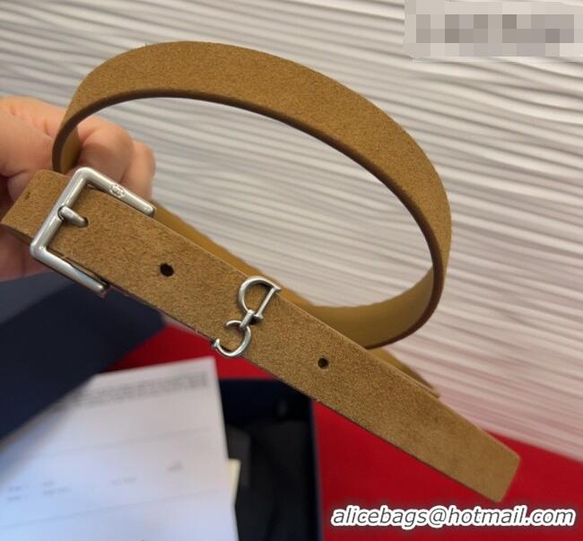 Super Quality Dior Saddle Loop Belt 2cm in Suede with CD Pin Buckle DR031705 Biscuits Beige/Silver 2026