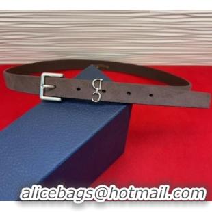 Free Shipping Dior Saddle Loop Belt 2cm in Suede with CD Pin Buckle DR031705 Taupe/Silver 2026