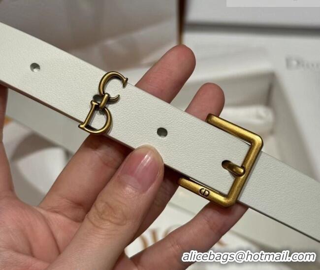 Shop Discount Dior Saddle Loop Belt 2cm in Smooth Leather with CD Pin Buckle DR031705 White/Gold 2026